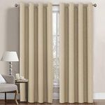 H.VERSAILTEX Linen Blackout Curtain 84 Inches Long for Bedroom/Living Room Thermal Insulated Grommet Linen Look Curtain Drapes Primitive Textured Burlap Effect Window Drapes 1 Panel - Beige