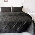 Airensky Quilt Bedding Set Queen Size Black 3 Piece Bedspreads Coverlet, Lightweight Soft Summer Quilt, Microfiber Quilted Blanket for All Season, Full/Queen(1 Quilt,2 Pillow Shams)