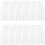 Andrew Scott Men's A Shirt Tanks | Cotton Tank Top Athletic Undershirts | Multi Packs & Colors, 12 Pack -White, 3XL Big