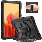 Timecity Case for Samsung Galaxy Tab A7 10.4 Inch 2022/2020 (SM-T500/T503/ T505/ T507), Shockproof Case with Screen Protector, 360 Rotating Kickstand, Pen Holder for Galaxy tab A7, Black