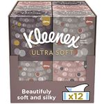 Kleenex Ultra Soft Facial Tissues - Pack of 12 Cube Tissue Boxes - Our Softest Tissue - Supremely Soft And Silky Tissues Designed With Luxury In Mind