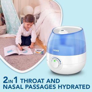 Vicks Mini Cool Mist Ultrasonic Humidifier – Compact, Quiet, 15m² Rooms