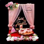 THE BRIDE MADE Engagement Ring Platter Acrylic Bride and Groom Name Sagai Ceremony Date Premium Segment Thali 2 Ring Holder,Peach Net (10x10x10 in)