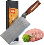 UniqueFire Damascus Chef Knife Multipurpose Chinese Kitchen Knife, Premium Steel 67 Layer Meat Fish Vegetable Cleaver Knife with Gift Box - Australia Stock