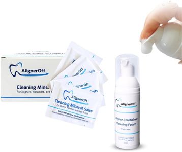 AlignerOff Cleaning Bundle- Retainer Cleaning Foam & Cleaning Crystals for Aligners, Retainers, Night Guards, & Dentures - Deep Cleaning, Whitening, Cavity Defense-Gentle and Efficient Formula