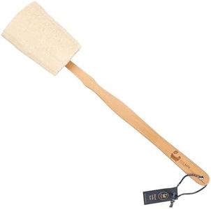 Eco Bath London Natural Loofah Brush - Premium Loofah Body Brush with Handle, Exfoliating Shower Scrubber for Back