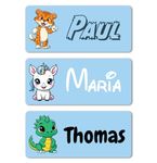 120 Washable and Personalised Name Labels for School Supplies - No-Iron Stickers for Children - School Labels - Fits with washlabel, Books, Pen, Boxes (Blue)