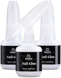Beetles Nail Glue for Acrylic Nails, Nail Tips ＆ Press On Nails (10Ml) 3 Pcs Super Strong Brush in Nail Glue for Press On Nails Quick Dry Nail Adhesive Bond Nail Tips Glue Fake Nails