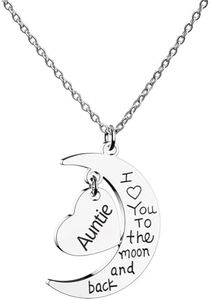 HOFOYA I love you to the moon and back Auntie Chain Necklace Jewelry Gift for Auntie from Niece,Christmas birthday Present for Women.