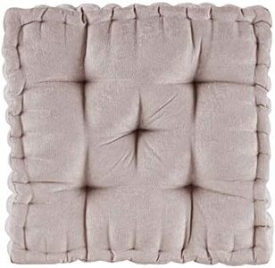 Intelligent Design Azza Floor Pillow, Large Cushions Sitting for Adults, Floor Pillow for Meditation or Yoga, Lustrous Chenille Tufted with Scalloped Edges for Bench/Chair Cushion, 20"x20"x5" Blush