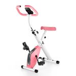 Dskeuzeew Foldable Exercise Bike, 8 Resistance Exercise Bike With Heart Rate Sensor Adjustable Fitness Bike With LCD Display For Home Use (Pink)