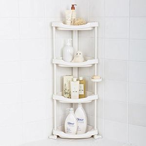 Tenby Living Corner Shower Caddy - 4 Shelf Shower Organizer Caddie with Movab...
