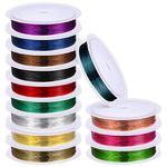 13 Rolls Jewelry Beading Wire 26 Gauge Colorful Craft Jewelry Wire Tarnish Resistant Copper Beading Wire Flexible Metal Craft Jewelry Wire for Jewelry Making Crafting, 142 Yards in Total, 13 Colors