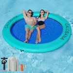 CALOBANA 8‘ x 8’ Heavy Duty Floating Hammock for Multi Person Party Lake Floating Island with Mesh Water Rafts for Lake Tanning Pool Lounger Float for Adults Round Float Mat