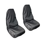 AWNIC 2 Packs Waterproof Car Seat Covers Front, Universal Waterproof Seat Covers Protector Sets Black with Rear Pocket, Heavy Duty Seat Covers, 2 Pcs Car Seat Covers Front with Hoop and Loop