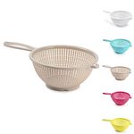Plastic Colander Food Sieve Strainer Basket for Food Washing Draining Pasta Spaghetti Rice Salad Vegetable Kitchen Cooking Hobby (22cm - Taupe Design 4)