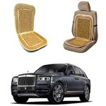 Oshotto Car Wooden Bead Seat Cushion with Velvet Border Compatible with Rolls Royce Cullinan - Beige - 1 Piece