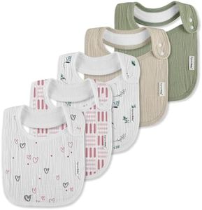 Muslin Bibs for Baby Boys Girls,Organic Muslin Baby Bib for Drooling and Teething,Soft Bandana Drool Bibs 5 Pack