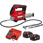 Milwaukee M18GG-0 18V M18 Cordless Grease Gun with 2 x 5.0Ah Batteries & Charger