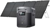 EF ECOFLOW Solar Generator DELTA 2 Max 2048Wh with 220W Solar Panel, LiFePO4 Battery Portable Power Station, Up to 3400W AC Output, AC + Solar Fast Dual Charging 0-100% in 1 Hr For Outdoor Camping RV