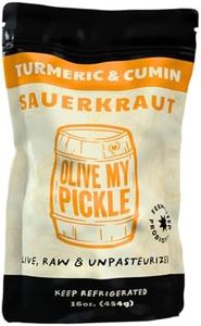 Olive My Pickle Fermented Sauerkraut - 48 Ounces | 3-Pack Bundle of Probiotic Turmeric and Cumin Sauerkraut with Natural Probiotics and Digestive Enzymes for Gut Health - 16 oz Per Bag