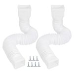 Rain Gutter DownSpout Extension, Drainage Pipe Connector, Flexiable Extandable Downspout Elbow Extender from 21 to 60 Inches for House Gutter Splash Block (2 Pack- White)