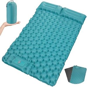 Satisure Esterilla autoinflable para camping con bomba de prensa para pies para 2 personas, colchón de aire ultraligero para exteriores, colchón de camping, cama de camping para 2 personas