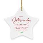 Andaz Press Star Shaped Ceramic Porcelain Christmas Tree Ornament Keepsake Collectible Gift, Good Sisters-in-Law are Like Stars. You May Not Always See Them But You Know They're Always There., 1-Pack