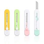 Focenat 4 Pcs Mini Utility Knife,Mini Retractable Utility Knives,Portable Letter Opener,Box Cutter Knife for Cutting Paper Cardboard Office School Stationery, Multicolor