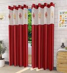 HOME UTSAV 1 Piece Floral Net Polyester Curtains for Long Door 8 Feet, Maroon