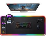 Gimars RGB Gaming Mouse Pad with 15W Wireless Charging, XL Mouse Mat 800x300x4mm, 10 LED Light Modes, Large Mousepad with Premium Smooth Surface, Non-Slip Rubber Base for Gaming MacBook PC Laptop Desk