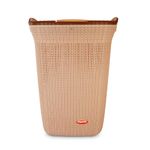 Nayasa Rope Laundry Basket Small- 44 Ltrs | Plastic Cloth Storage Basket | Laundry Storage Basket with Lid | Laundry Basket for Bathroom | Storage Organizer | Light Brown