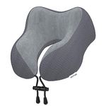 Yomisee Travel Pillow Neck Pillow for Travel Airplane Memory Foam Flight Pillow for Cars, Trains, Home, Offices（Dark Grey）