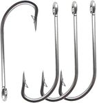 50pcs/lot Fishing Hooks Saltwater 420 Stainless Steel Fishing Hooks O' Shaughnessy Forged Trolling Saltwater Fishing Hooks Size 1/0~10/0(1/0(Pack of 50))