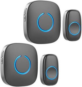 Wireless Doorbell by SadoTech – Waterproof Door Bells & Chimes – Over 1000-Foot Range, 52 Door Bell Chime, 4 Volume Levels with LED Flash – Wireless Doorbells for Home – Model C, 2 Pack (MBlack)