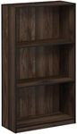 FURINNO Basic 3-Tier Bookcase Storage Shelves, Columbia Walnut