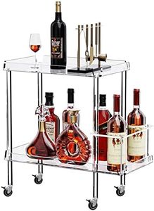 solaround Acrylic Bar Cart, Home Serving Cart with Lockable Wheels, with Clear Wine Rack, for Kitchen Home