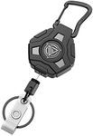 Retractable Keychain Heavy Duty, Badge Reels Retractable, Tactical ID Badge Holder with Upgraded Zinc Alloy Carabiner, 31.5'' Coated Steel Cord, Bearing 8.0 oz- 1pcs