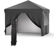 GarveeTech 10x10 Pop Up Canopy with 4 Removable Sidewalls and Windows, 3 Adjustable Heights Commercial Shelter, Portable Enclosed Instant Tent with Wheeled Carry Bag, Waterproof Outdoor Gazebo,Black