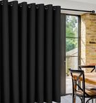 DWCN Door Curtains Wide Blackout Curtains for Large Sliding Glass Door Room Divider,1 Panel Door Curtain for Bedroom Living Room, Black,120 x 96 inch Width by Length