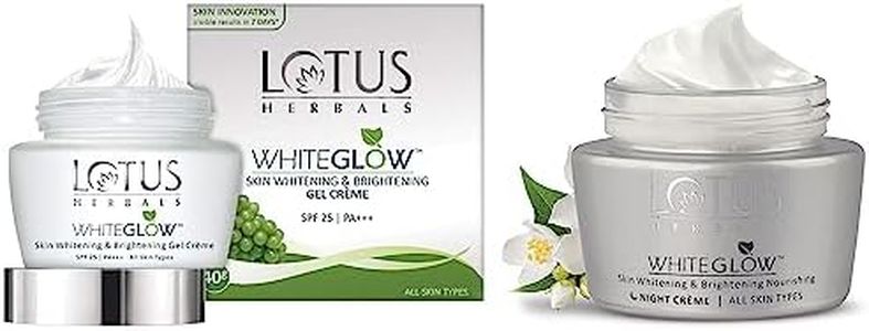 Lotus Herbals Whiteglow Skin Whitening & Brightening Gel Cream, SPF-25, 40g & White Glow Skin Whitening & Brightening Nourishing Night Creme, 60g (Pack of 1)