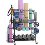 Sttoraboks Dumbbells Rack,Weight Rack for Kettlebell, Weight Stand,Home Gym Storage Holder for Yoga Mat, Foam Roller,Yoga Strap,Resistance Bands,Garage Storage Organizer,Workout Storage with Wheels