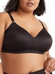 Warners Women's No Side Effects Underarm and Back-Smoothing Comfort Wireless Lift T-Shirt Bra Rn2231a, Black, Medium