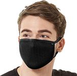 Naroo Reusable Cloth Face Mask Breathable MICRONET High Tech Washable Nose Clip, Adjustable Earloops for Outdoors & Indoors (Small, Black)