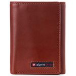 Alpine Swiss Leon Mens RFID Safe Trifold Wallet Cowhide Leather Comes in a Gift Box Tan