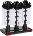 Stockroom Plus Bar Wine Glass Washer for Sink - 3 Head Bottle Brush Cleaner with Suction Base for Kitchen