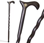 Brazos Handcrafted Wood Walking Cane, Twisted Oak, Derby Style Handle, for Men & Women, Made in The USA, Flint, 37"