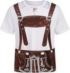 maxToonrain T Shirts for Men Oktoberfest Costume Funny,Adult Traditional Bavarian Lederhosen Shirt Shortsleeve Plain 3D Print Shirts for Mens(White02,1XL)