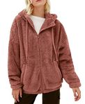 Womens Zip Up Fuzzy Fleece Sweater Jacket Casual Oversized Sherpa Hoodie Fluffy Coat with Pockets