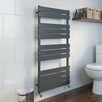 DuraTherm® 1200 x 600mm Flat Panel Heated Towel Rail Radiator Modern Central Heating Bathroom Warmer Wall Mounted Ladder Rad, Anthracite